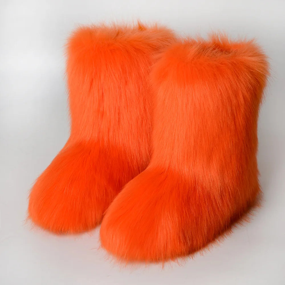 Hermosa: Fluffy Faux Fur Snow Boots | Multi-Color