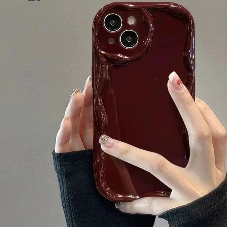 Burgundy dustproof phone case New Year Casing For iPhone 15 14 Plus 13 12 11 Pro Max Mini Xs Max XR X 8 7 6 6S Plus SE Phone Case Smooth Soft Bumper Red Cover