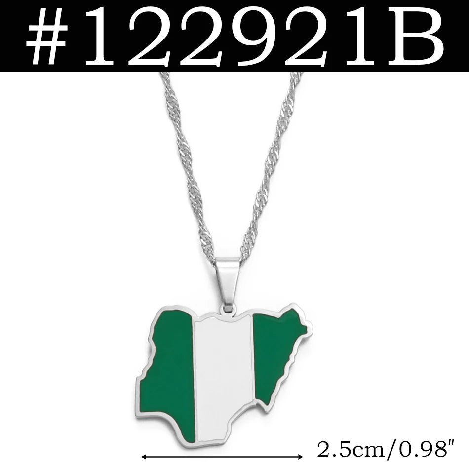 Country Maps Stainless Steel & Enamel Pendant Necklaces