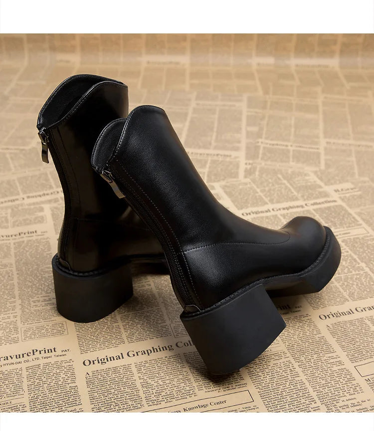 Sleek Minimalist Platform Chelsea Ankle Boots