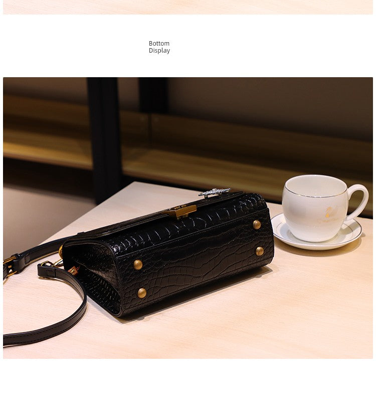 Accessible Luxury French Crocodile Pattern Satchel Western Style Heavy Industry Women's Bag