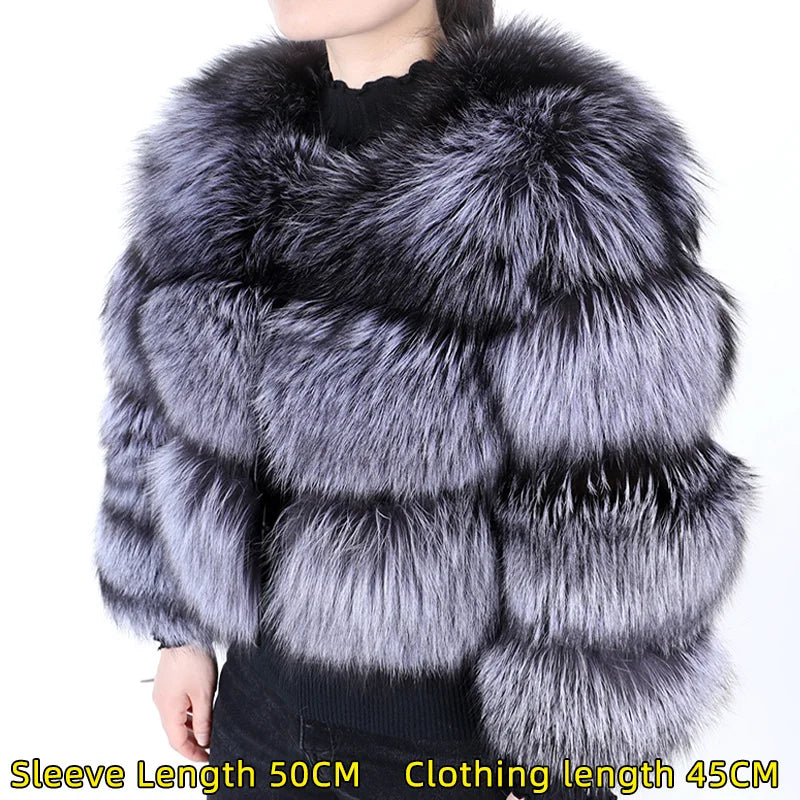 Hermosa Women's Layered Real Fur Coat (Hook Closure)