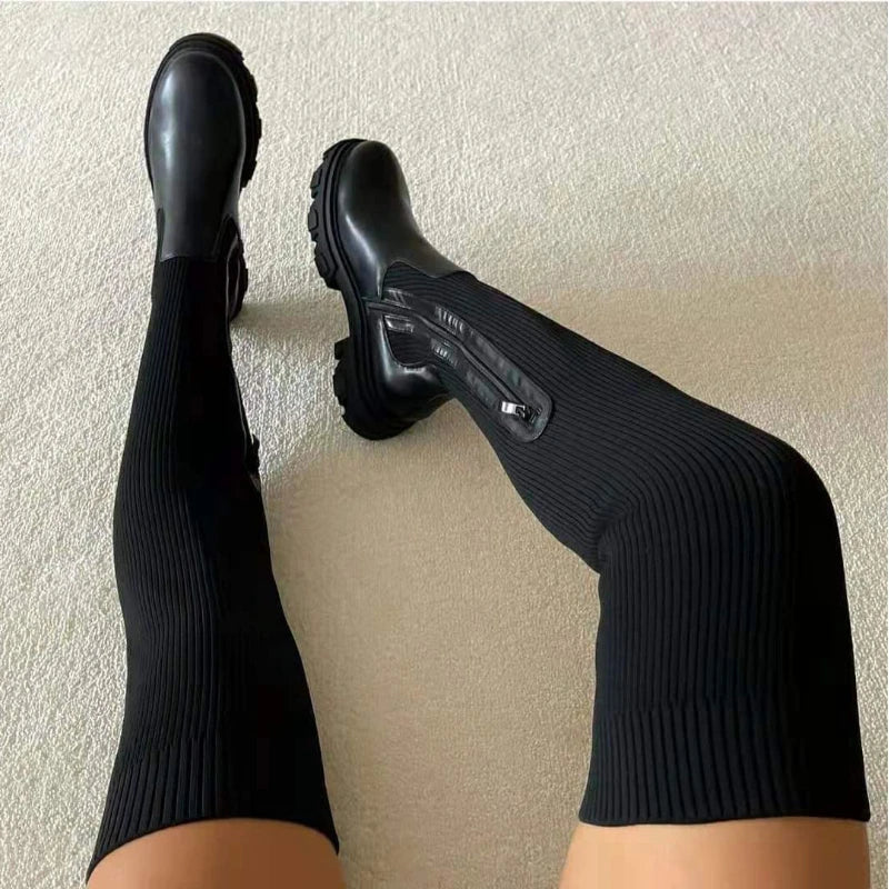 Over-the-Knee Knit Sock Boot