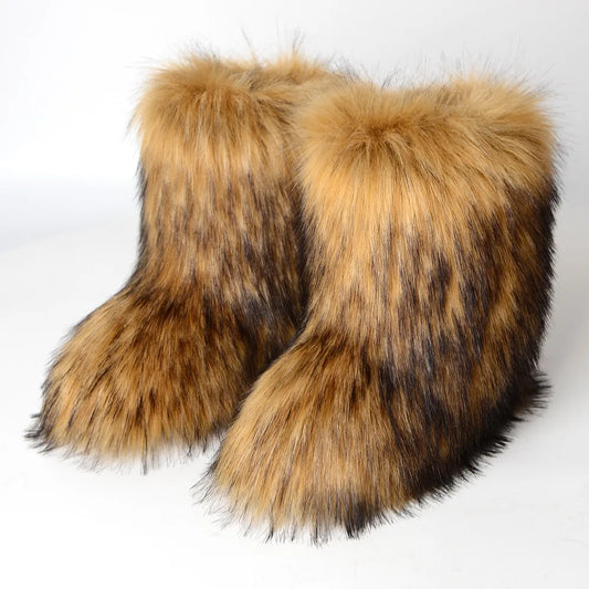 Hermosa: Fluffy Faux Fur Snow Boots | Multi-Color