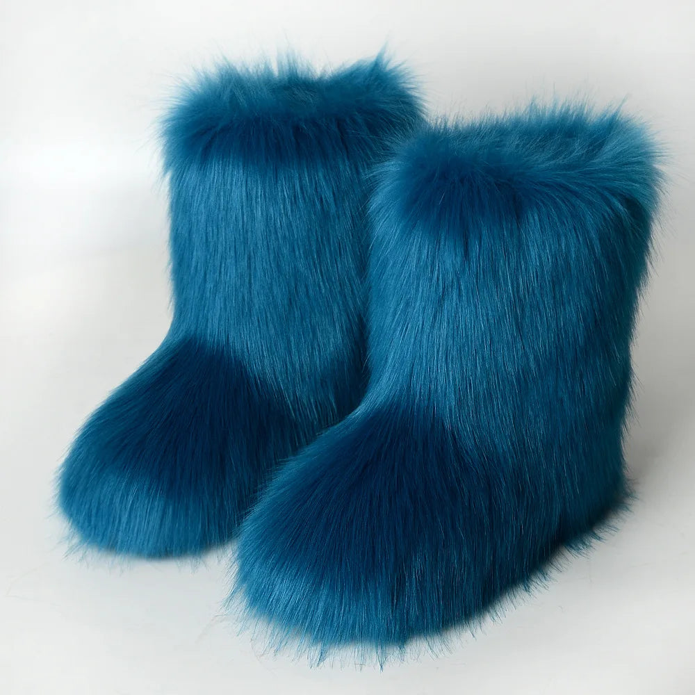 Hermosa: Fluffy Faux Fur Snow Boots | Multi-Color