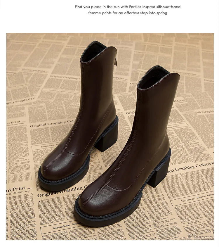 Sleek Minimalist Platform Chelsea Ankle Boots
