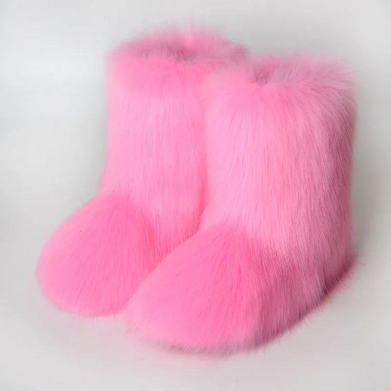 Hermosa: Fluffy Faux Fur Snow Boots | Multi-Color
