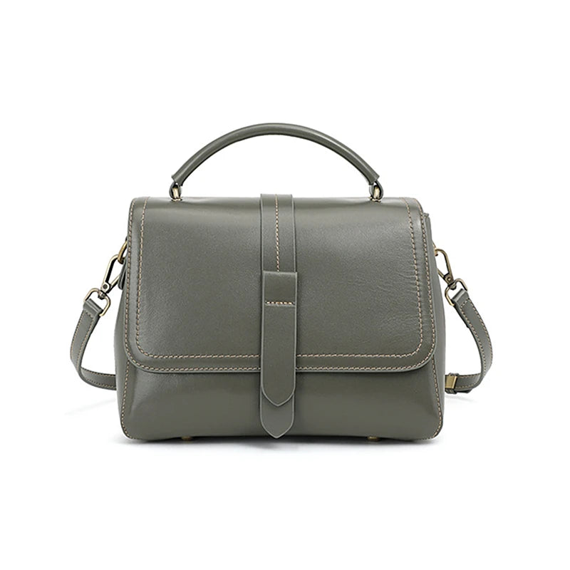 Structured Brown Leather Handbag - Soft