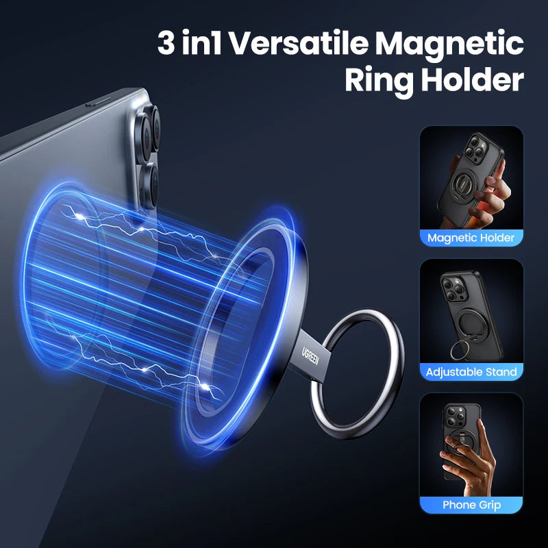 Magnetic Phone Ring Holder For iPhone 15 14 13 Pro Xiaomi Samsung Huawei Aluminum 360° Rotation MobilePhone Stand