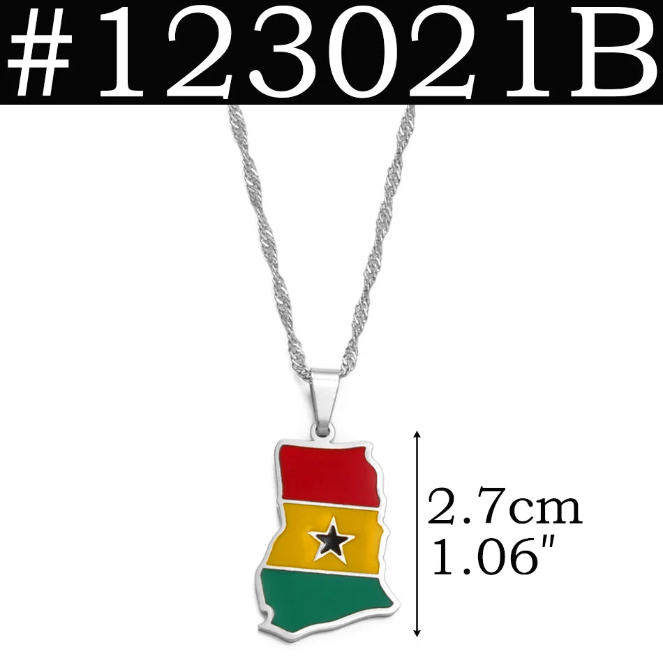 Country Maps Stainless Steel & Enamel Pendant Necklaces