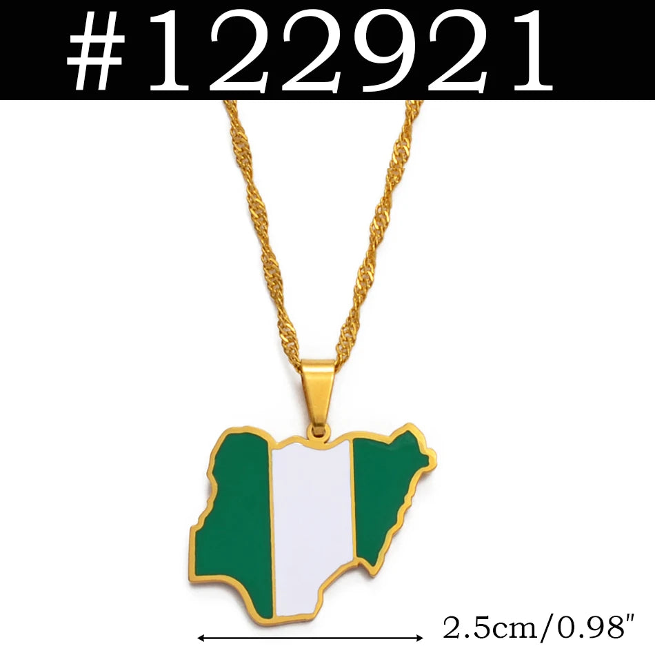 Country Maps Stainless Steel & Enamel Pendant Necklaces