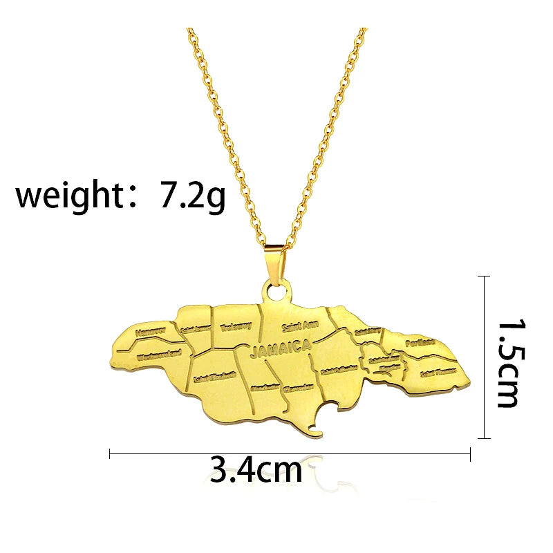 Jamaica Map Pendants Necklaces for Women Men Jamaicans Party Engagement Anniversary Stainless Steel Jewelry Accessories Gifts