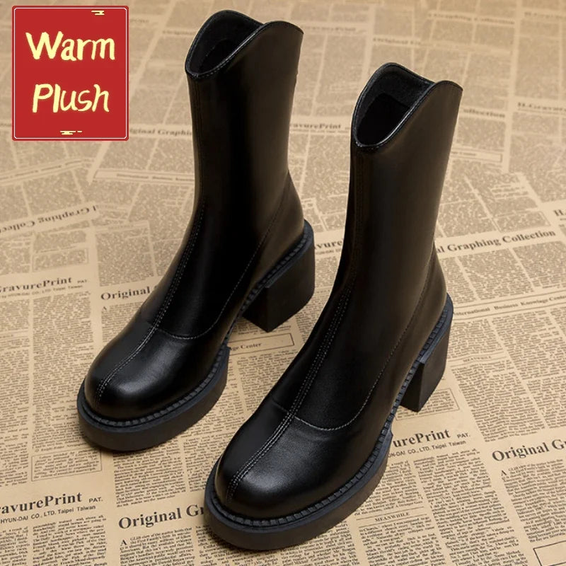 Sleek Minimalist Platform Chelsea Ankle Boots