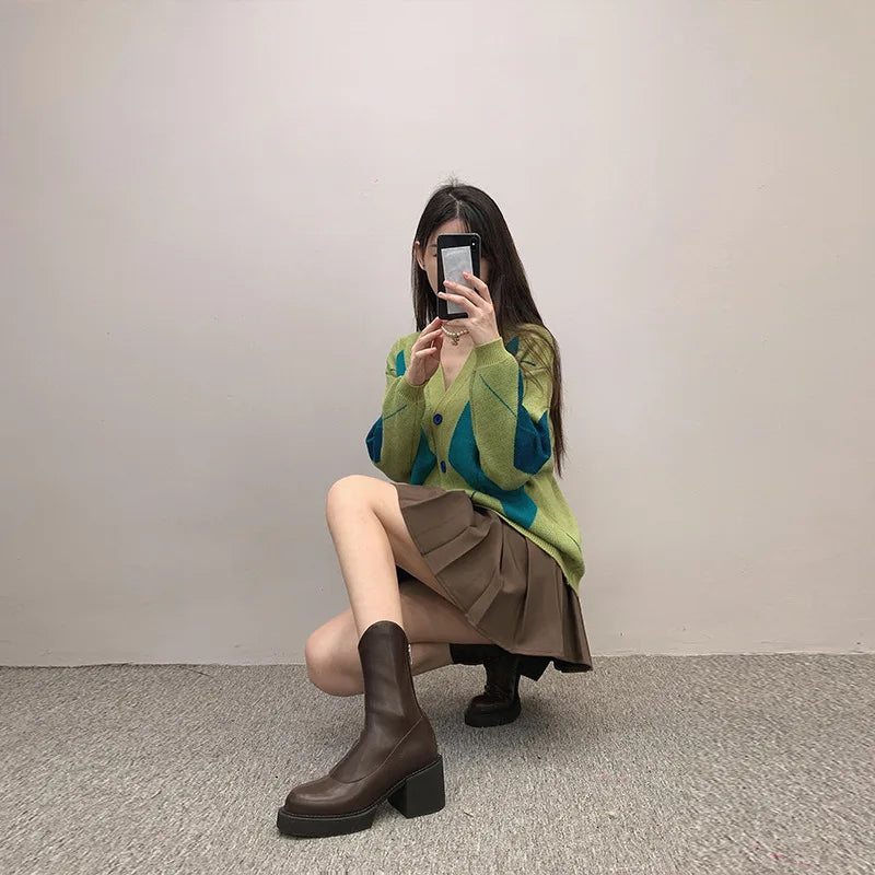 Sleek Minimalist Platform Chelsea Ankle Boots