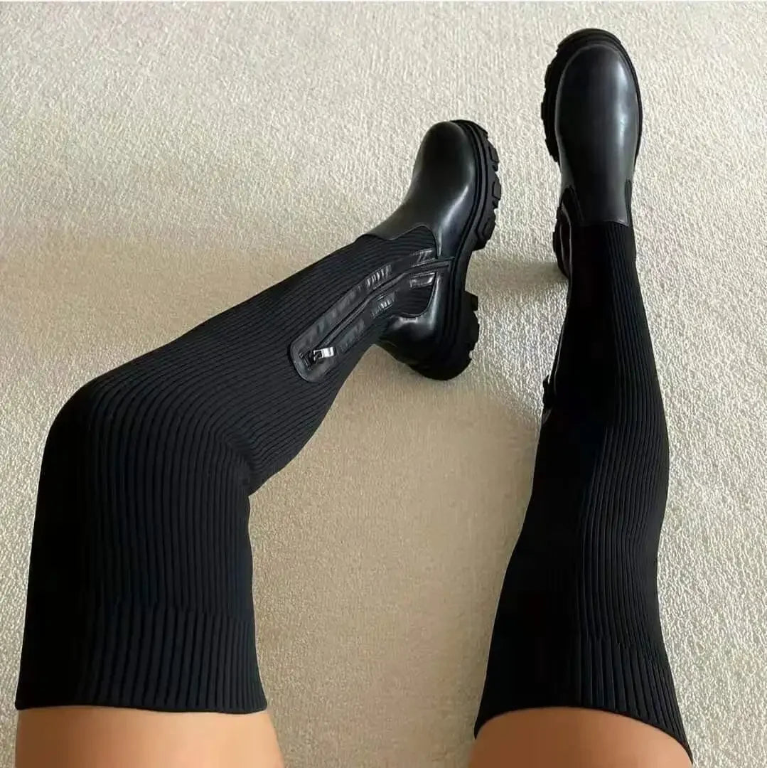 Over-the-Knee Knit Sock Boot