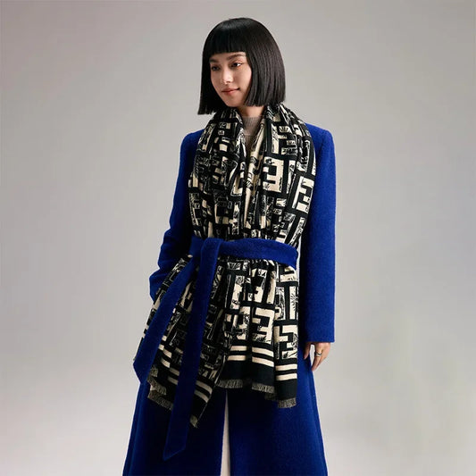 2024 Luxury Letter Print Scarf for Women Warmer Winter Cashmere Pashmina Scarves Shawls Female Thick Blanket Wraps Foulard