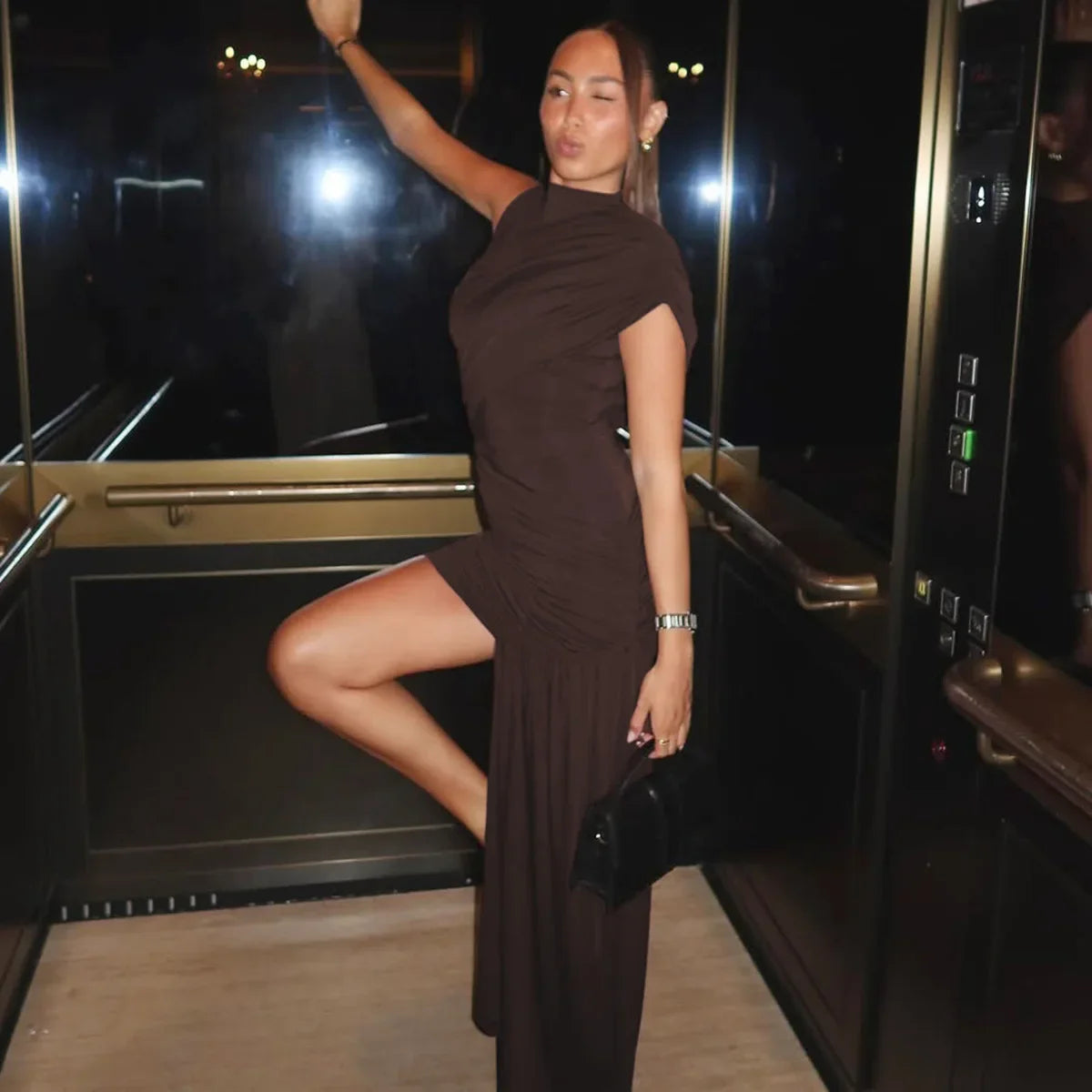 Hermosa: Asymmetrical Ruched Formal Mini Dress