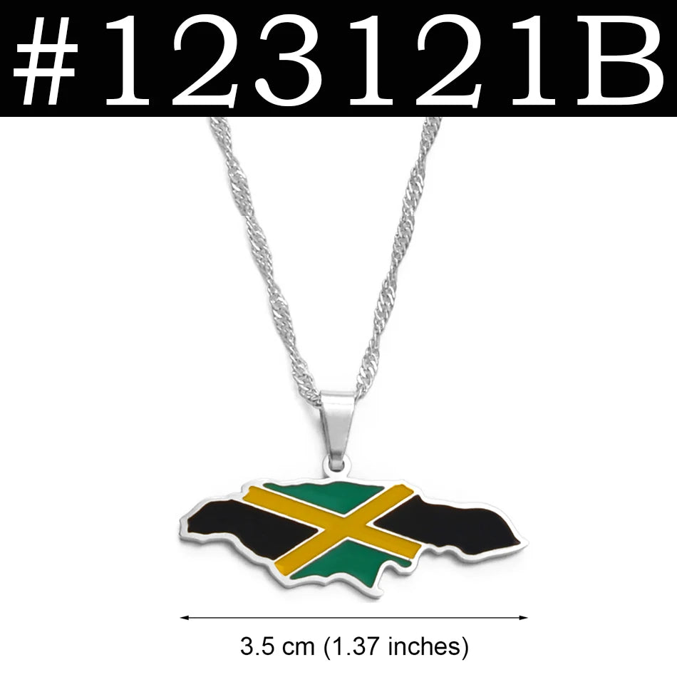 Country Maps Stainless Steel & Enamel Pendant Necklaces