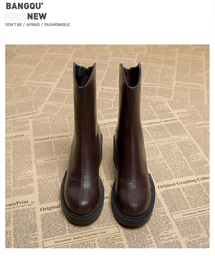 Sleek Minimalist Platform Chelsea Ankle Boots