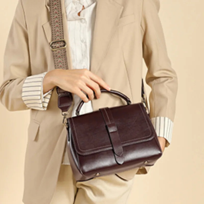 Structured Brown Leather Handbag - Soft
