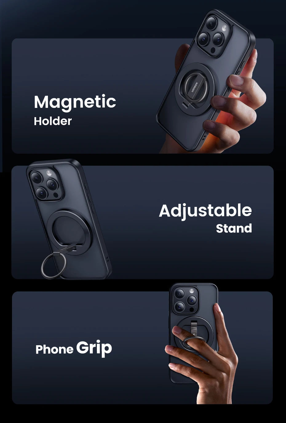 Magnetic Phone Ring Holder For iPhone 15 14 13 Pro Xiaomi Samsung Huawei Aluminum 360° Rotation MobilePhone Stand