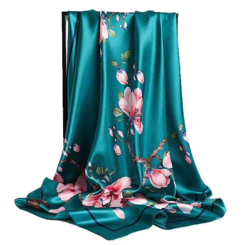 Women Satin Shawl Square Scarf Printed Headband Foulard Satin Hijab Hair Bands Neckerchief Female Head Wraps Bandana
