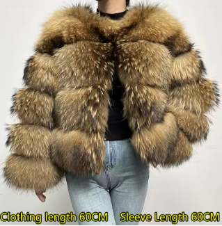 Hermosa Women's Layered Real Fur Coat (Hook Closure)