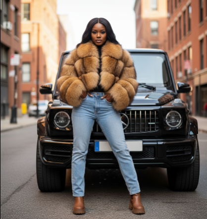 Hermosa Women's Layered Real Fur Coat (Hook Closure)