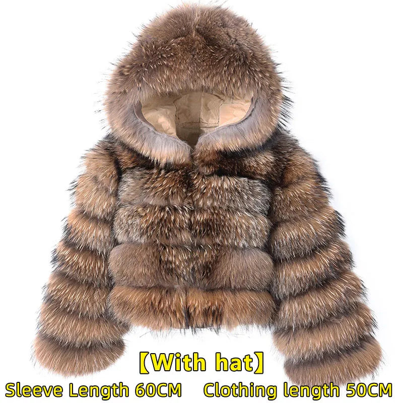 Hermosa Women's Layered Real Fur Coat (Hook Closure)