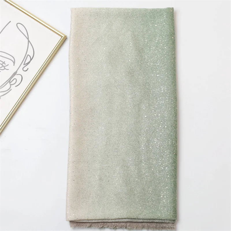 Winter Thick Cotton Viscose Scarves Ombre Gradient Glitter Shimmer Fringe Shawls And Wraps Pashmina Stole Bufandas Muslim Sjaal