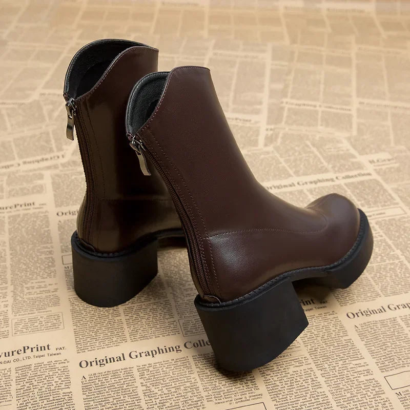 Sleek Minimalist Platform Chelsea Ankle Boots