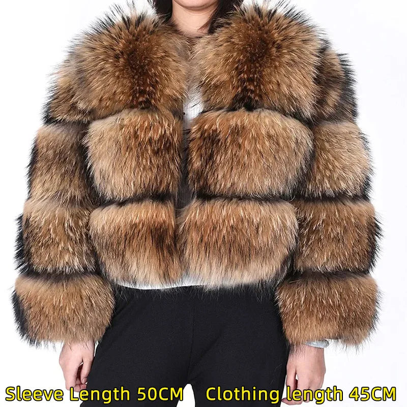 Hermosa Women's Layered Real Fur Coat (Hook Closure)