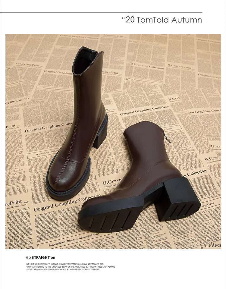 Sleek Minimalist Platform Chelsea Ankle Boots