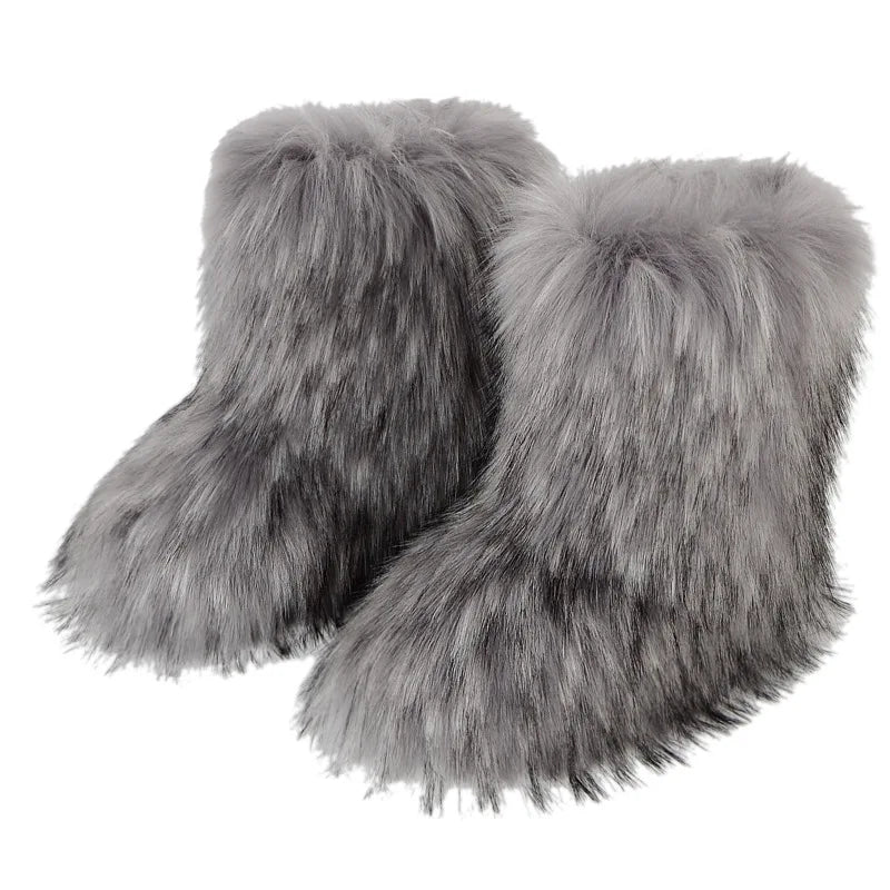 Hermosa: Fluffy Faux Fur Snow Boots | Multi-Color