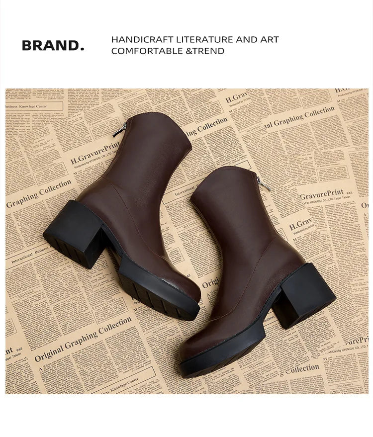 Sleek Minimalist Platform Chelsea Ankle Boots