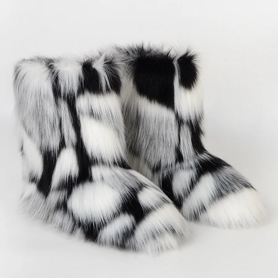 Hermosa: Fluffy Faux Fur Snow Boots | Multi-Color