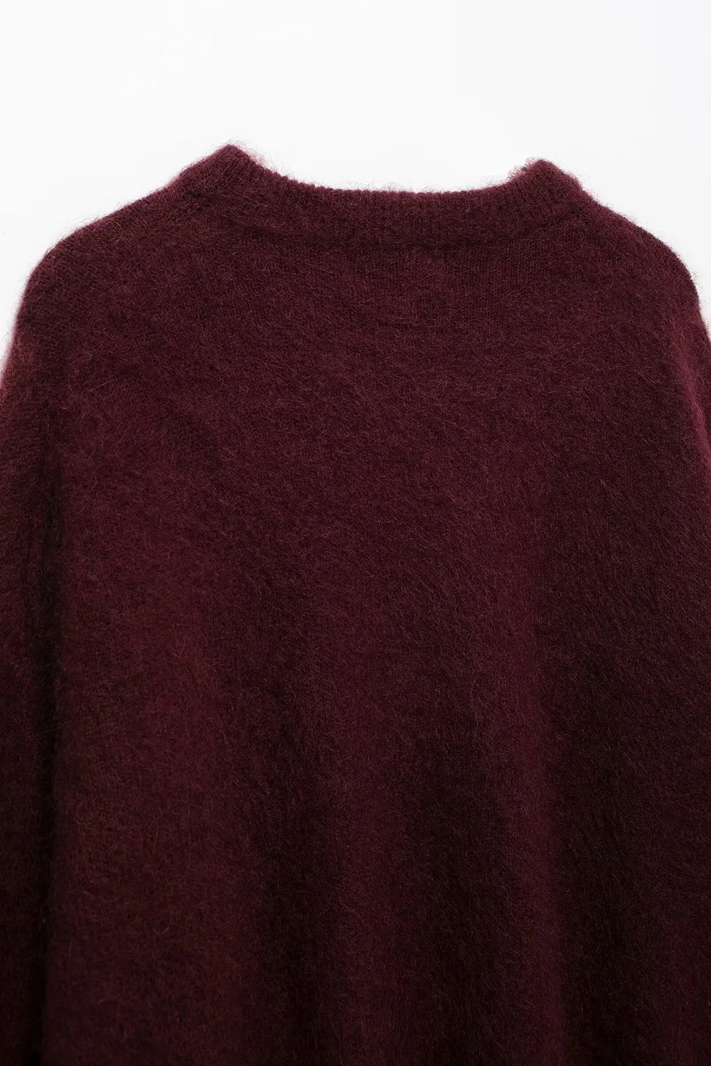 Women's Solid Colour Round Neck Sweater Commuter Style New Burgundy Pullover Long Sleeve Knit Sweater Casual Womenswear