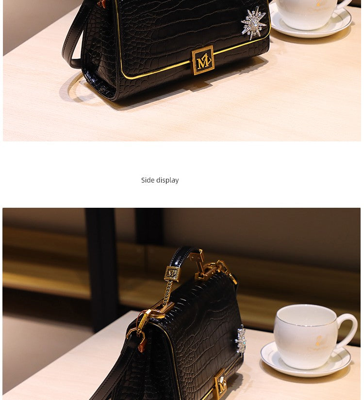 Accessible Luxury French Crocodile Pattern Satchel Western Style Heavy Industry Women's Bag