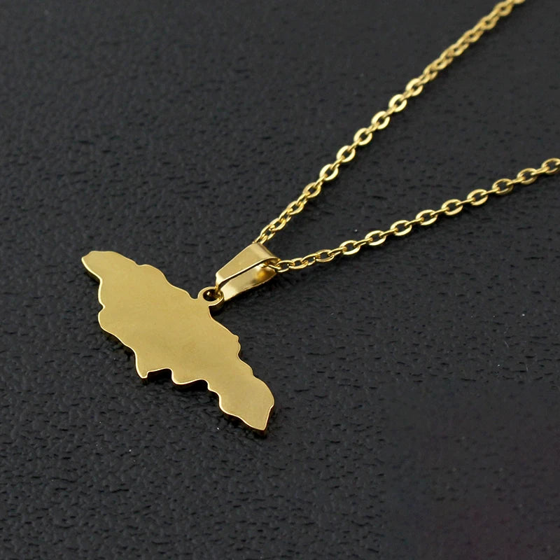 Jamaica Map Pendants Necklaces for Women Men Jamaicans Party Engagement Anniversary Stainless Steel Jewelry Accessories Gifts