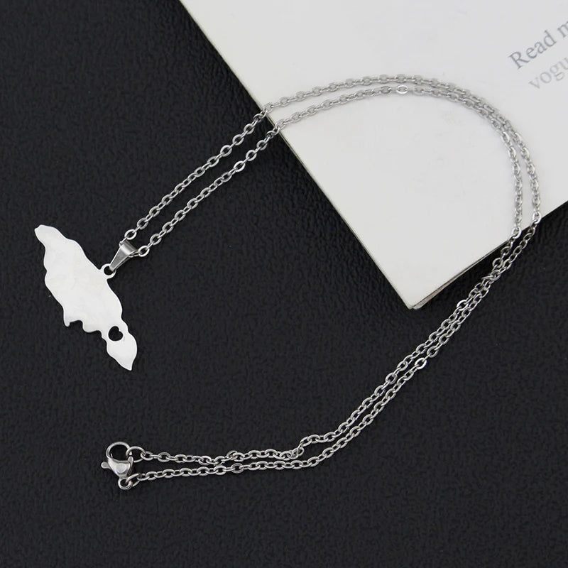 Jamaica Map Pendants Necklaces for Women Men Jamaicans Party Engagement Anniversary Stainless Steel Jewelry Accessories Gifts
