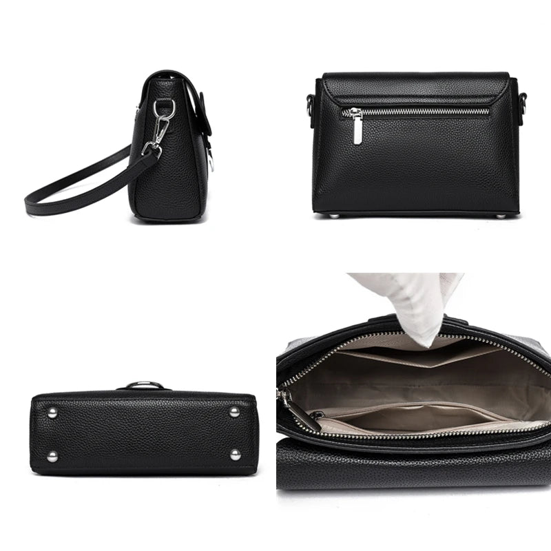 Luxury Brand Genuine Leather Handbag Women Fashion High Quality Solid color Cow Leather Shoulder Crossbody Bag Female Tote Bags