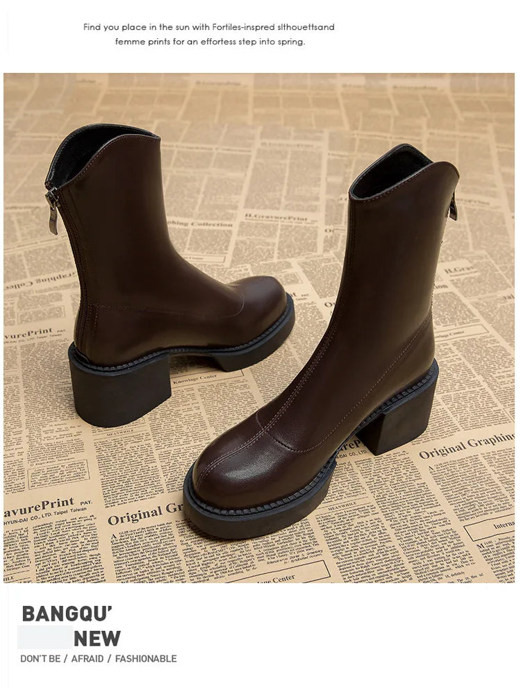 Sleek Minimalist Platform Chelsea Ankle Boots