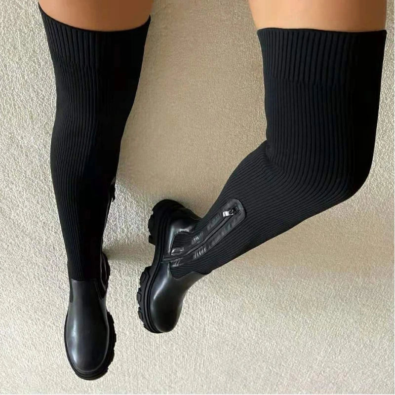 Over-the-Knee Knit Sock Boot