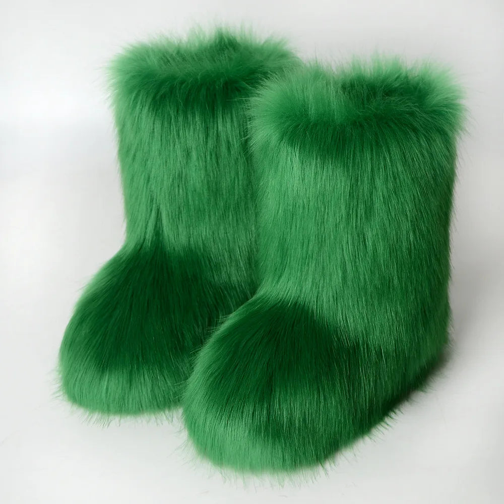 Hermosa: Fluffy Faux Fur Snow Boots | Multi-Color
