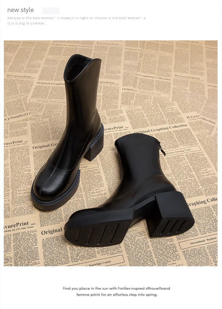 Sleek Minimalist Platform Chelsea Ankle Boots