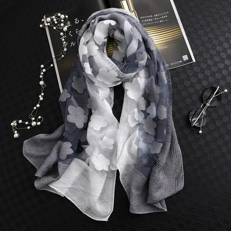 Maiuha Women Scarf with Petal Imitation Silk Wool
